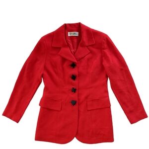 Vintage Red Blazer Card Suit Button Women's Medium